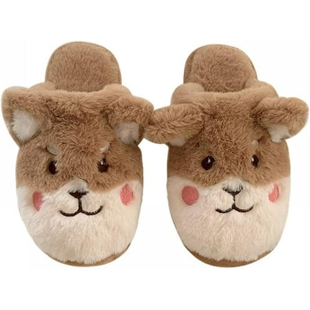 

CoCopeanut Cute Shiba Inu Cotton Slippers Winter Indoor Outdoor Slippers for Women