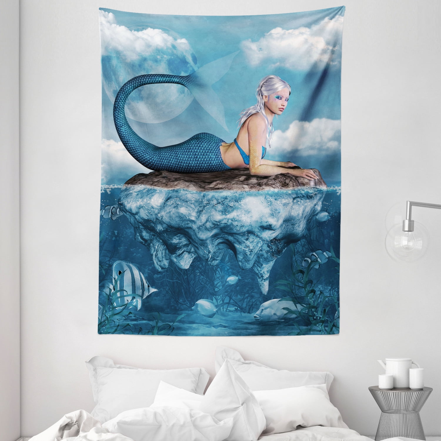 Ocean Mermaid girl sailboat Hippie Tapestry Wall Hanging Home Room Decor 3 Sizes 