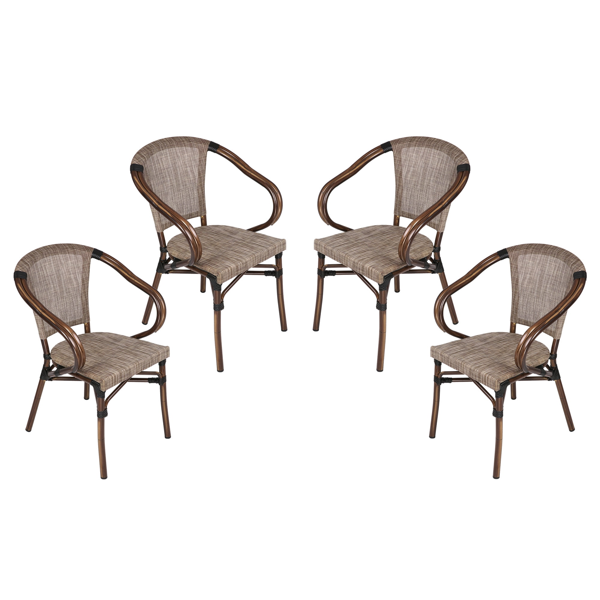 KARMAS PRODUCT Stackable Outdoor Patio Dining Chairs Set of 4 Aluminum