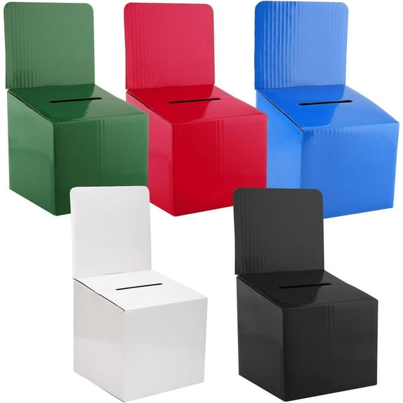 MCB RAFFLE TICKET COMMENT CARDBOARD BALLOT BOX,GREAT FOR COMMUNITY EVENTS (6 X 6 X 12, Variety, 5 Pack)