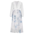 thumbnail image 4 of Haivin Women's Summer Striped Print Elegant Long Dress,Mid-Sleeve V-Neck Dress, 4 of 5