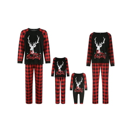 

Gwiyeopda Parent-Child Christmas Pajamas Set Long Sleeve Nightwear Sleepsuit Loungewear