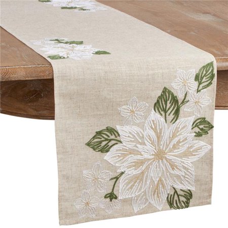 

Saro Lifestyle 7426.N1670B 16 x 70 in. Embroidered Poinsettia Table Runner Natural