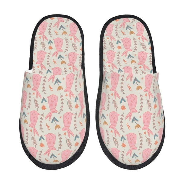 Balery Rabbit Pantuflas de Casa de Felpa Silenciosas con Diseño Estampado, Zapatillas Cómodas Antideslizantes de Algodón para Interior-Medium