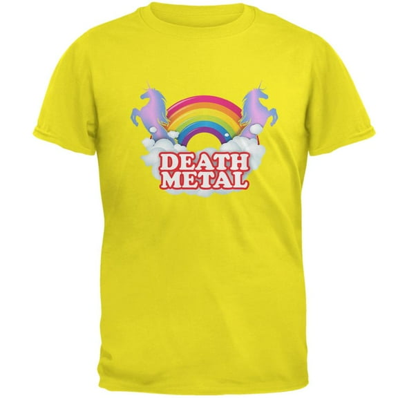 Death Metal Rainbow Mens T Shirt Bright Yellow LG