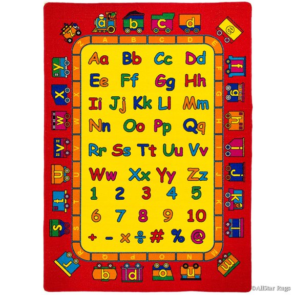 Allstar Kids / Baby Room Area Rug. Learn ABC / Alphabet with Bright Colors with Capital and Lowercase Letters (3' 3" x 4' 10")