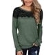 thumbnail image 1 of Mujeres otoño casual sólido o-cuello sexy manga larga encaje pulóver blusa camiseta tops Fridja  FKASFK2898, 1 of 7