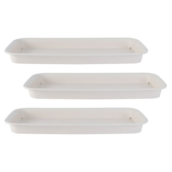 NICEXMAS Plant Pot Tray Rectangular Plastic 3Set White