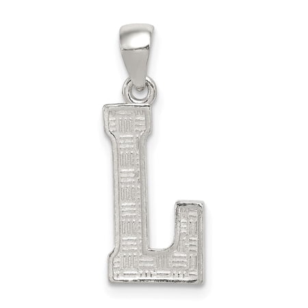 Sterling Silver Initial L Pendant Necklace Charm with Textured Design, Personalized Alphabet Letter Jewelry for Women or Unisex, Monogram Identity Keepsake