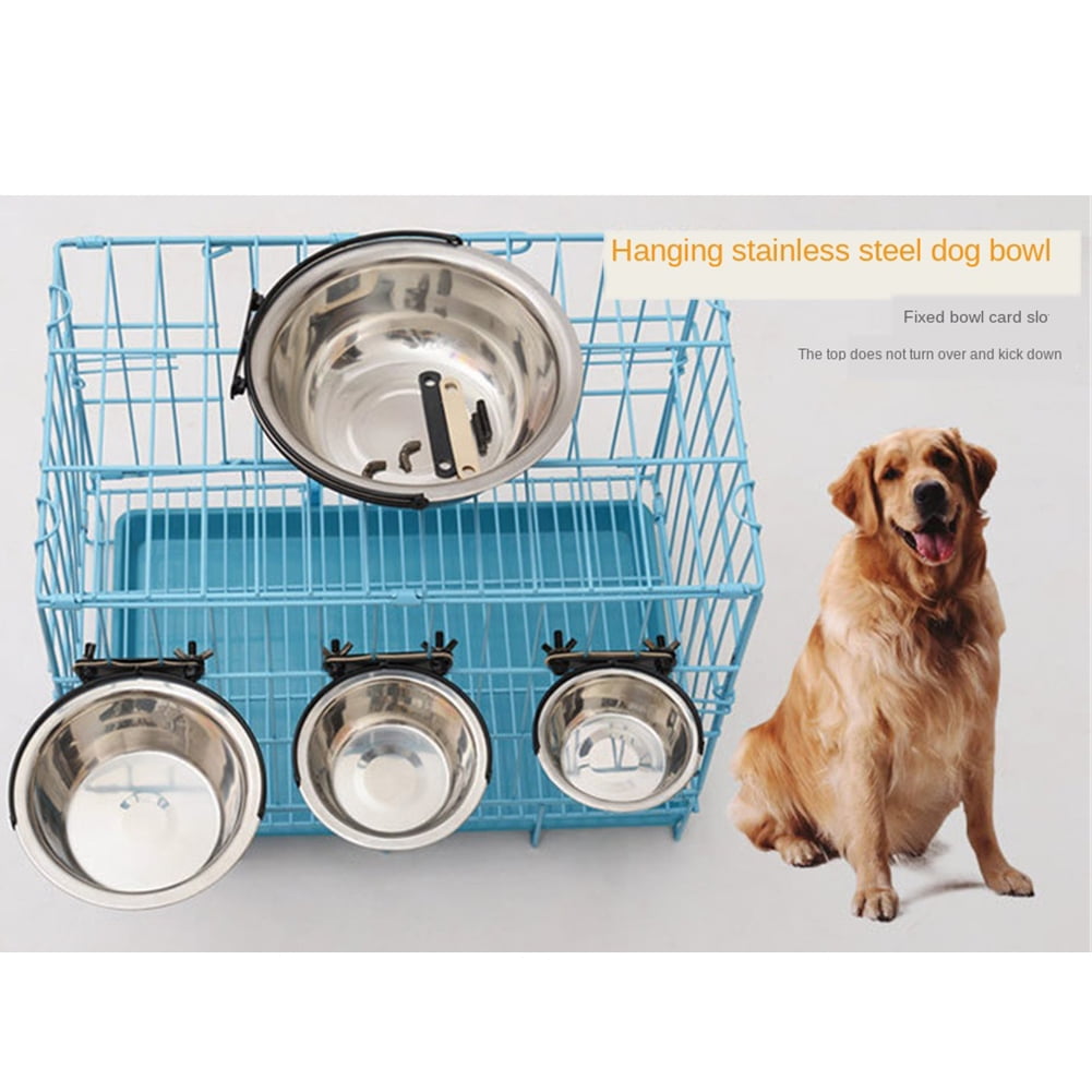 Edtara Stainless Steel Hanging Fixed Bowl Food And Water Pet Bowl For Cage Kennel And Crate 6.6 In Dia