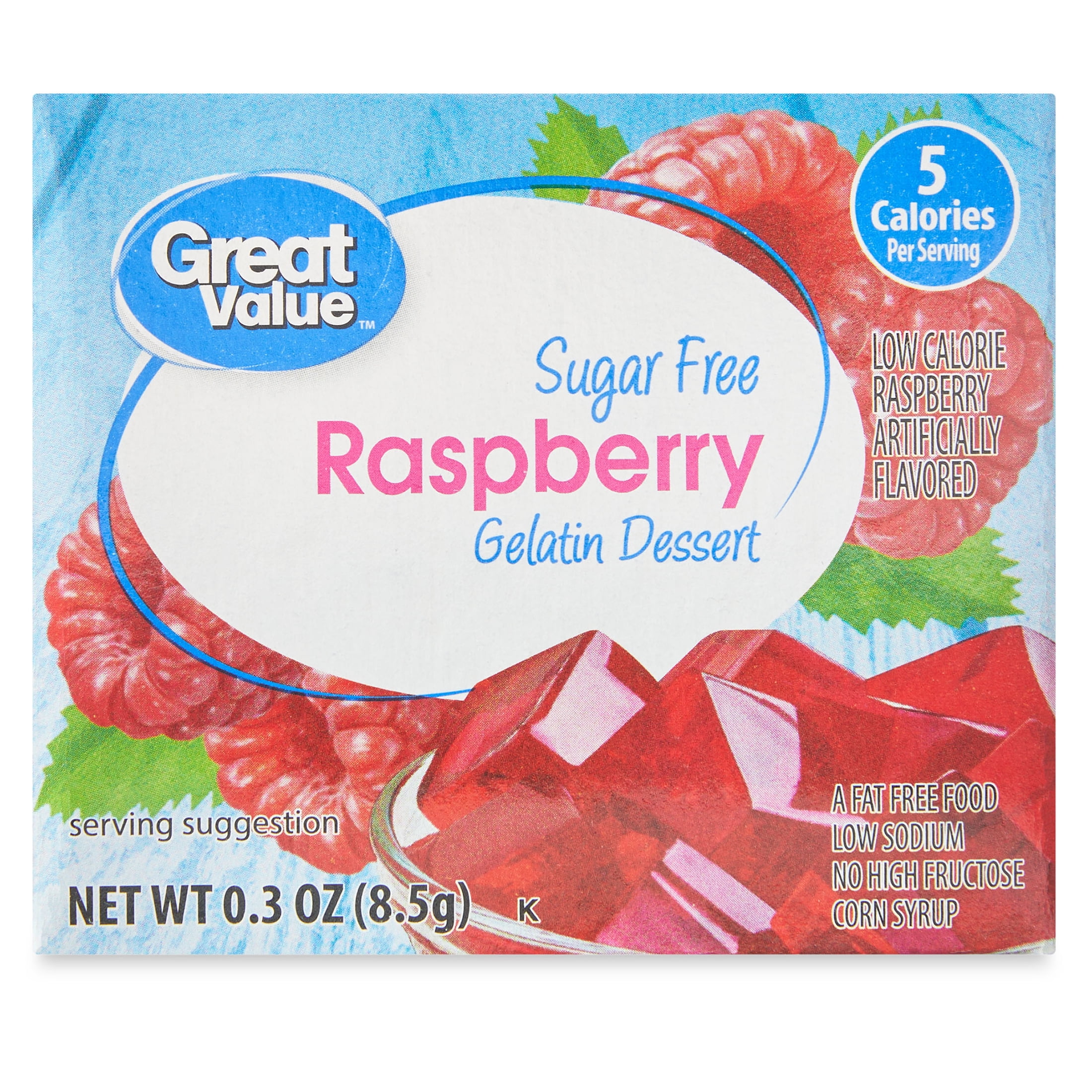 Great Value Sugar Free Raspberry Gelatin Dessert, 0.3 oz carton ...
