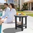 thumbnail image 6 of FUNDAZE 2-Tier Round HDPE Patio Side Table, End Tables For Living Room, Waterproof Indoor & Outdoor Small Table for Poolside, Garden, Gray, 6 of 10