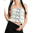 thumbnail image 2 of Yunliwuli Women's Ruched Crop Cami Tops Sleeveless Spaghetti Strap Tie-up Front Camisole Summer Shirts, 2 of 10