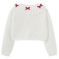 thumbnail image 5 of HAOTAGS Little Girls Crew Neck Long Sleeve Cotton Cardigan with Cute Bowknot Toddler Cover Up Tops Red Size 7-8 Years, 5 of 8