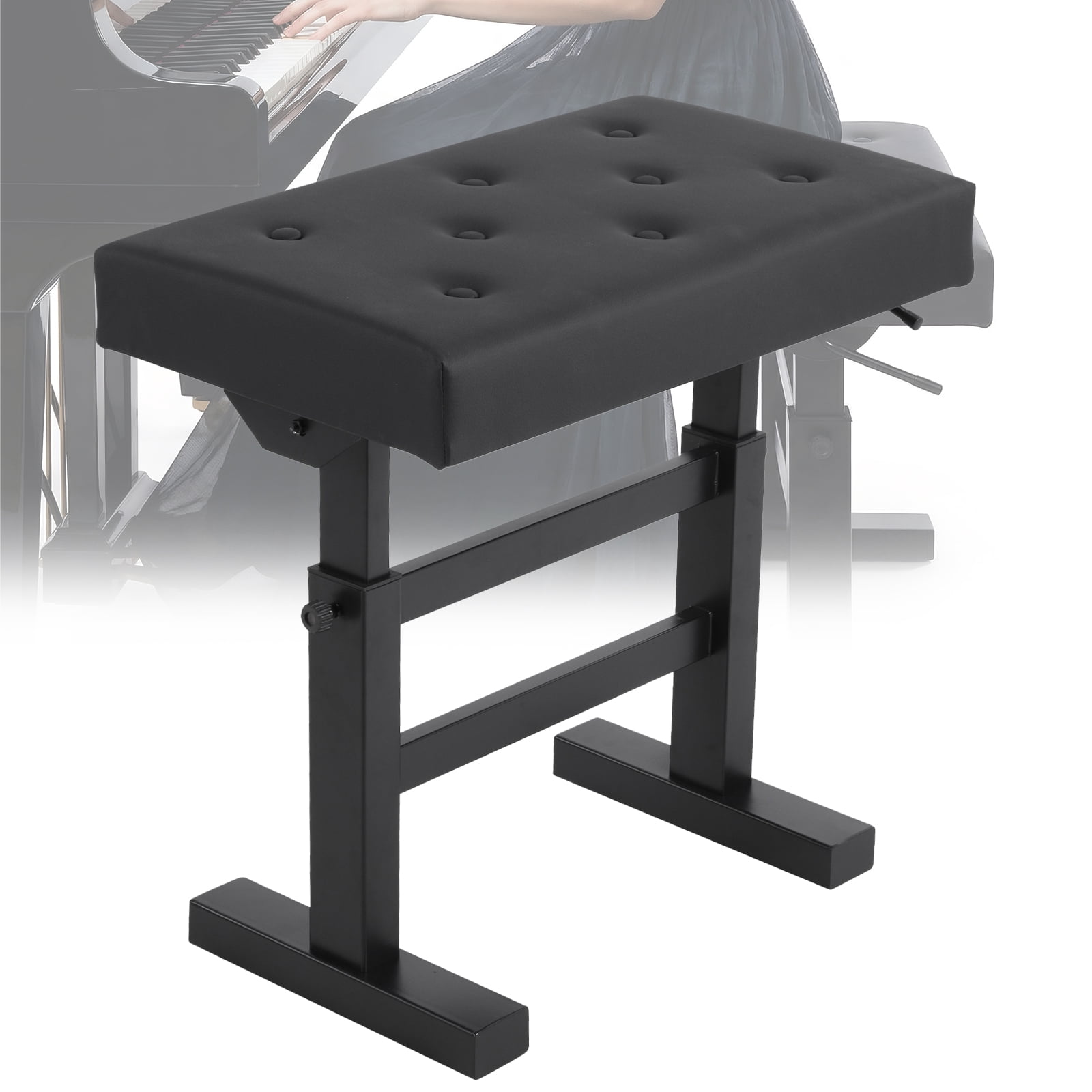 golytefs Hydraulic Lifting Piano Bench Pu Leather Height Adjustable Piano Stool Non-slip High-density Sponge Thickened Chair Load Up To 396LBS for Home/music Room/classroom (Black)