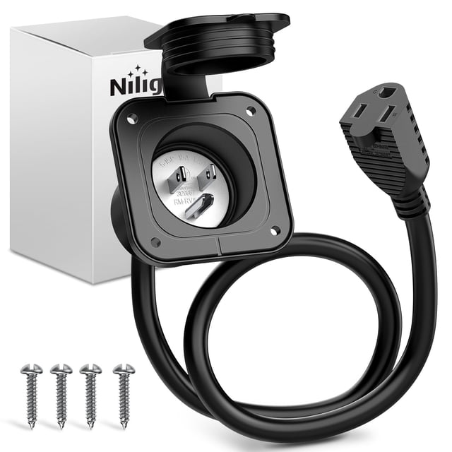 Entrada con brida RV Power Nilight, 15 A, 125 V, puerto AC con cable ETL