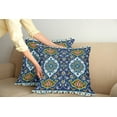 thumbnail image 2 of Ambesonne Vintage Throw Pillow Cover 2 Pack, Oriental Tile Effects, 24", Mustard Royal Blue, 2 of 7