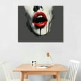 thumbnail image 2 of Nawypu  Abstract Sketch Red Lips Kiss Canvas Wall Decor Art Lover Painting Black White and Gray Love Picture Romantic Home Decoration for Bedroom, Small Size (Ready to Hang), 2 of 4