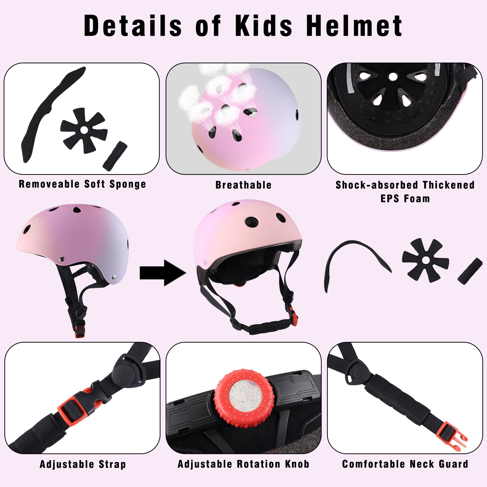 Color Gradient Toddler Helmet Kids Bike Helmet Adjustable from Toddler to Youth for Cycling Skating Scooter Skateboard