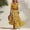 Yellow, variant on Morttic Women's Bohemian 2 Piece Outfit – Off Shoulder Bubble Short Sleeve Top & Striped High Slit Maxi Skirt with Belt Navy Blue，S