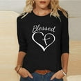 thumbnail image 2 of Penkiiy Hauts à Manches 3/4 Imprimés Cœur Col Rond Tunique de la Saint-Valentin Blouse L Noir, 2 of 5