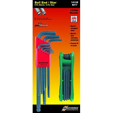

bondhus 14128 bonus pack balldriver l-wrench set #10999 (1.5-10mm) & gorillagrip star fold-up set #12634 (t9-t40)