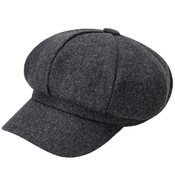 Wide Brim Sunscreen Beret Hat Skin-Touch Retro Octagonal Painter Woolen Hat for Fall Winter