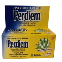 Perdiem Sennosides Stimulant Laxative Pills Overnight Relief, 60Ct, 2-Pack