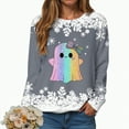 thumbnail image 2 of Towmus Womens Halloween Sweatshirt Casual Crewneck Long Sleeve Outwear Sequin Ghost Graphic Sweatshirts, 2 of 6