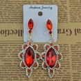 thumbnail image 3 of Tachiuwa Behomian Statement Rhinestone Dangle Earrings Wedding Party Jewelry Red, 3 of 8