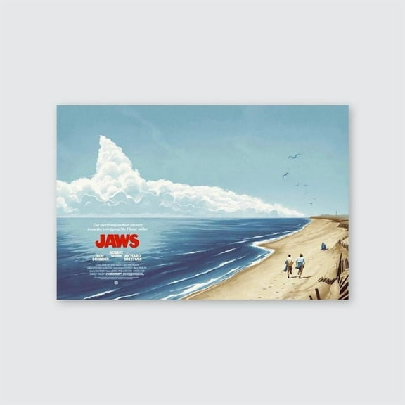 Movie Poster - Jaws 1975 50th Anniversary - Retro Style - Size 24x36 - Postora