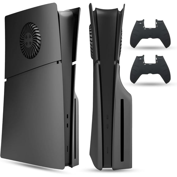 Uberwith Faceplate for PS5 Slim (Disc Edition), Cover Plate, ABS Shell, Printed Logo, Heat Dissipation, Matt Skin, with Extra 2 Silicone Controller Covers