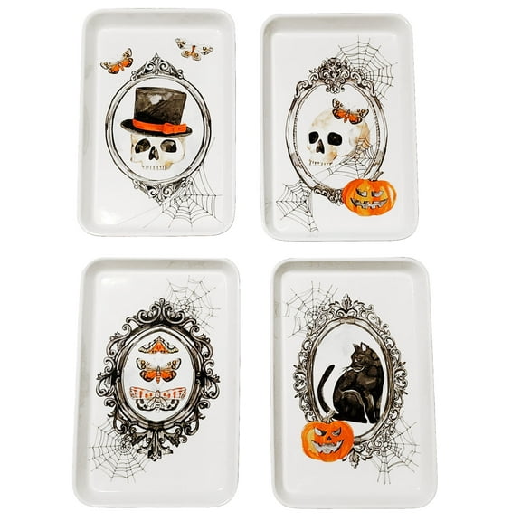 Spooky Stylish Halloween Melamine Appetizer Plates 4 Piece Multi-Color Christian Siriano