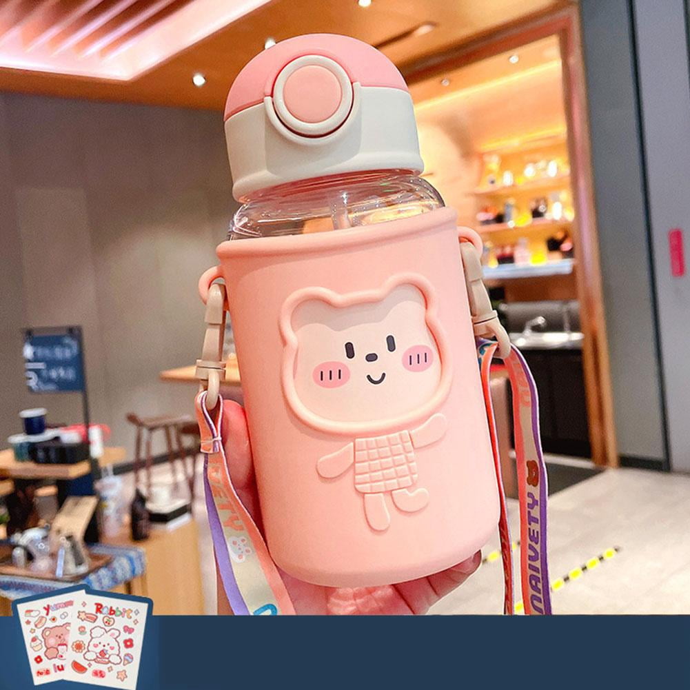 Botella de agua Squezee para niños con forma de pajita, escuela