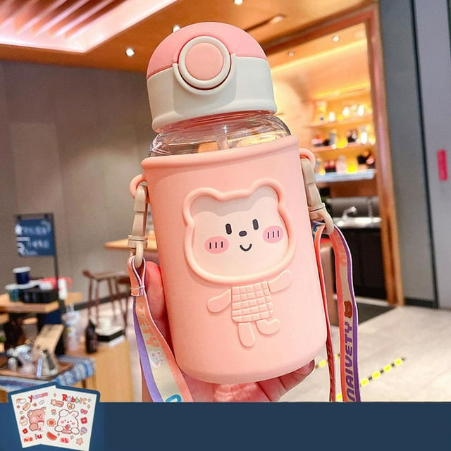 SGACAI Botella de agua para niños de 620 ml con pajita, sin BPA, para beber de forma saludable, para la escuela, T1