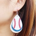 thumbnail image 4 of SUSHANG Baseball Earrings White Leather Baseball Theme Earrings Sparkling Round Love Drops Baseball Earrings Border, 4 of 4