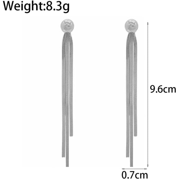 COVE Multi-strand Thin Chain Long Tassel Stud Earrings, Gold Dainty Linear Drop Fringe Earrings for Women