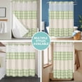 thumbnail image 5 of No Hook Shower Curtain with Snap in Liner, Sage Green Buffalo Plaid Waterproof Bath Curtain Double Layers with See Through Top Window, Geometric Check Linen Texture Hotel Shower Curtains 60x72in, 5 of 9