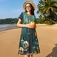 thumbnail image 4 of Balery Baroque Floral Still Life Vestidos sueltos de manga corta para mujer, vestidos de verano 2025, vestidos casuales de corte A con vuelo., 4 of 6
