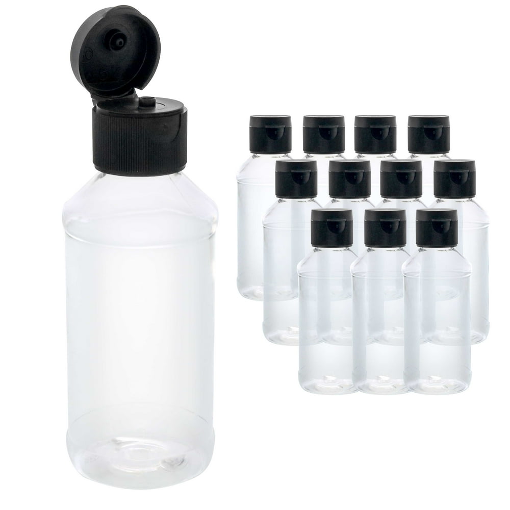 12 Pack U.S. Art Supply 4 ounce Squeeze PET Plastic Bottles with Flip