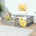 thumbnail image 3 of Sesslife Full Size Floor Bed with High Fence & Door, Wood Toddler Bed with Salts and 21.5” Safety Guardrails, Montessori Floor Bed, Full Bed Frame for Kids Boys Girls, No Box Spring Needed, Grey, 3 of 9