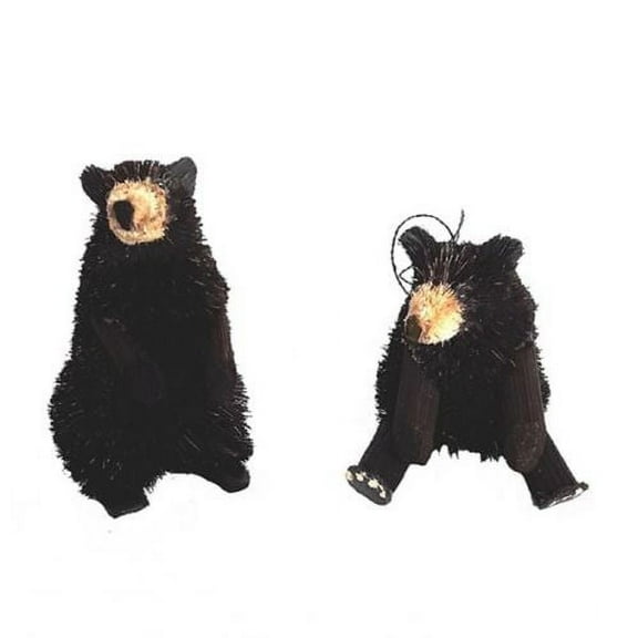 Kurt Adler 2 Assorted 4-Inch Buri Black Bear Ornaments