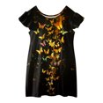 thumbnail image 1 of Robes d'Adolescent Été Papillons Noir Doré Sans Manches Nœud Arrière Robe Princesse Décontractée Jaune 3-4 Ans, 1 of 4