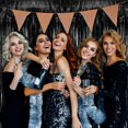 thumbnail image 6 of Black Fringe Curtain Party Streamers 3Pack 3.3x6.6 Ft Foil Fringe Backdrop Curtains for Birthday Wedding Bridal Baby Shower Halloween Decor Tinsel Streamers Black Party Decorations Door Streamers, 6 of 6