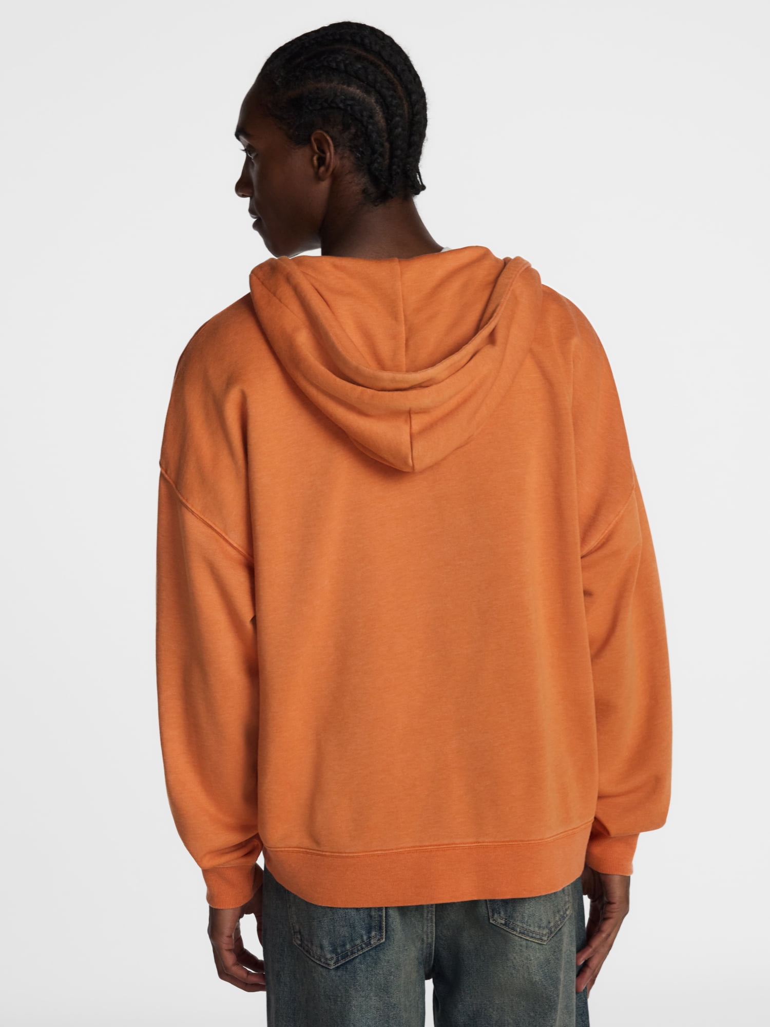 No Boundaries Boxy Oversized Fit Fleece Zip Hoodie Sweatshirt with Long Sleeves, Men's XS-4XLT