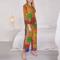 thumbnail image 3 of Wukai Colorful Building Blocks A Print Women's Pajama Set,PJ Set,Lounge Sets For Women Soft Long Sleeve Sleepwear Comfort and Style-Small, 3 of 7