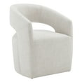 thumbnail image 4 of CHITA Modern Dining Chair with Caster Wheels & Open Back, Upholstered Dining Room Chairs Set of 2,  Fabric in Wheat, 4 of 12