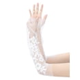 thumbnail image 4 of INSPIRE CHIC Women's Lace Floral Mesh Gloves Female Pearl Bowknot Polka point Wrist Fingerness Length Sleeves for Elegant Bridge Wedding Evening Party White20, 4 of 6