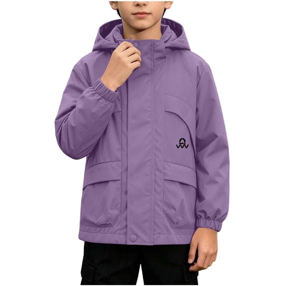 Stamzod Boys Rain Jacket Lightweight Long Sleeve Waterproof Raincoats for Kids Boys' Outerwear Jackets & Coats