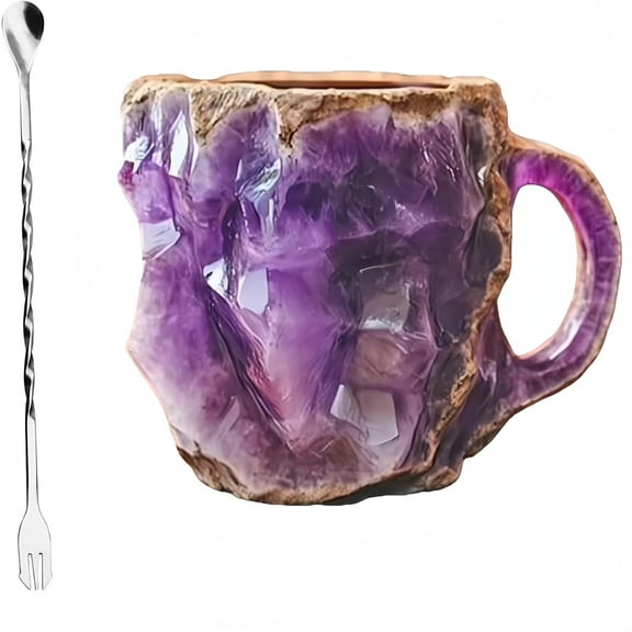 Mineral Crystal Coffee Mugs, Mineral Coffee Mug New Elegant Multi Colored, Mineral Crystal Mugs, 11 OZ, Rustic, Mystery Ore Pattern Dishwasher Safe